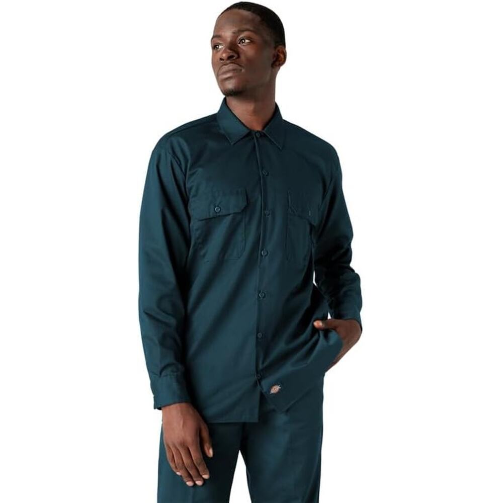 Dickies Men's Long Sleeve Work Shirt, Reflecting Pond, X-Large‎ NEW